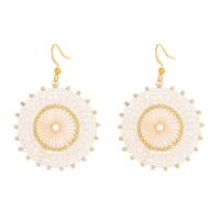 1 Pair Retro Round Plating Stainless Steel Seed Bead Gold Plated Drop Earrings sku image 2