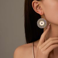 1 Pair Retro Round Plating Stainless Steel Seed Bead Gold Plated Drop Earrings main image 4