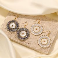 1 Pair Retro Round Plating Stainless Steel Seed Bead Gold Plated Drop Earrings main image 5