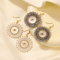 1 Pair Retro Round Plating Stainless Steel Seed Bead Gold Plated Drop Earrings main image 1