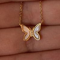 Shell Copper Streetwear Plating Inlay Butterfly Shell Pendant Necklace sku image 1