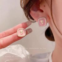 1 Pair Fashion Flower Butterfly Bow Knot Alloy Inlay Artificial Pearls Rhinestones Shell Women's Earrings sku image 42