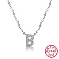 Sterling Silver Simple Style Classic Style Inlay Letter Zircon Pendant Necklace sku image 2