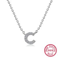 Sterling Silver Simple Style Classic Style Inlay Letter Zircon Pendant Necklace sku image 3
