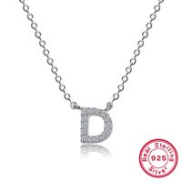 Sterling Silver Simple Style Classic Style Inlay Letter Zircon Pendant Necklace sku image 4