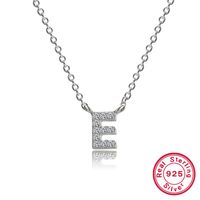 Sterling Silver Simple Style Classic Style Inlay Letter Zircon Pendant Necklace sku image 5