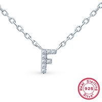 Sterling Silver Simple Style Classic Style Inlay Letter Zircon Pendant Necklace sku image 6