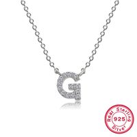 Sterling Silver Simple Style Classic Style Inlay Letter Zircon Pendant Necklace sku image 7