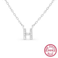 Sterling Silver Simple Style Classic Style Inlay Letter Zircon Pendant Necklace sku image 8