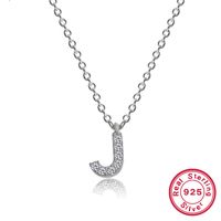 Sterling Silver Simple Style Classic Style Inlay Letter Zircon Pendant Necklace main image 7