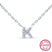 Sterling Silver Simple Style Classic Style Inlay Letter Zircon Pendant Necklace sku image 10