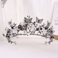 Elegant Bridal Sweet Flower Butterfly Alloy Plating Inlay Artificial Crystal Artificial Pearls Rhinestones Crown sku image 9