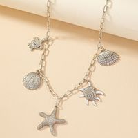 Retro Vacation Starfish Conch Shell Alloy Plating Unisex Pendant Necklace sku image 1