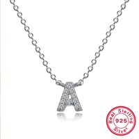 Sterling Silver Simple Style Classic Style Inlay Letter Zircon Pendant Necklace sku image 1