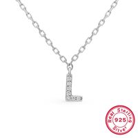 Sterling Silver Simple Style Classic Style Inlay Letter Zircon Pendant Necklace sku image 15
