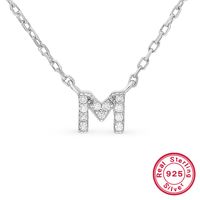 Sterling Silver Simple Style Classic Style Inlay Letter Zircon Pendant Necklace sku image 16