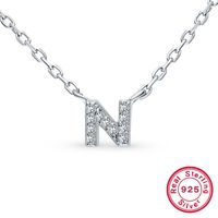 Sterling Silver Simple Style Classic Style Inlay Letter Zircon Pendant Necklace sku image 17