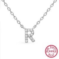 Sterling Silver Simple Style Classic Style Inlay Letter Zircon Pendant Necklace sku image 11