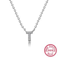 Sterling Silver Simple Style Classic Style Inlay Letter Zircon Pendant Necklace sku image 12