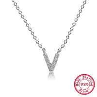 Sterling Silver Simple Style Classic Style Inlay Letter Zircon Pendant Necklace sku image 13