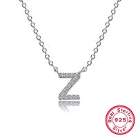 Sterling Silver Simple Style Classic Style Inlay Letter Zircon Pendant Necklace sku image 14