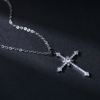 Vintage Style Cross Alloy Inlay Zircon Silver Plated Women's Pendant Necklace main image 4