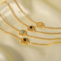 Wholesale Jewelry Elegant Vintage Style Lady Round 304 Stainless Steel Turquoise Inlay Bracelets main image 7