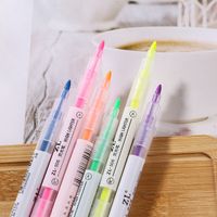 Color Double-headed Fluorescent Pen 6-color Students Use Color Pencil Key Line Marker Oblique Head Fluorescent Pen Watercolor Pen main image 4