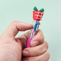 Christmas Mini Four-color Ballpoint Pen Cartoon  Pressing Pen Student Gift main image 3