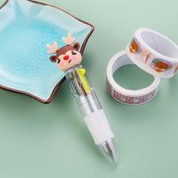 قلم حبر جاف صغير بأربعة ألوان للكريسماس قلم ضغط كرتوني هدية للطلاب sku image 7