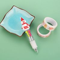 قلم حبر جاف صغير بأربعة ألوان للكريسماس قلم ضغط كرتوني هدية للطلاب sku image 12