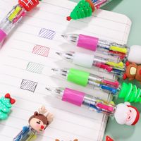 Christmas Mini Four-color Ballpoint Pen Cartoon  Pressing Pen Student Gift main image 5