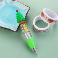 Christmas Mini Four-color Ballpoint Pen Cartoon  Pressing Pen Student Gift sku image 2