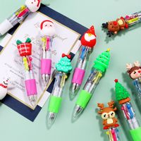 Christmas Mini Four-color Ballpoint Pen Cartoon  Pressing Pen Student Gift main image 6