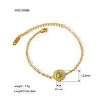Bijoux En Gros Élégant Style Vintage Dame Rond Acier Inoxydable 304 Turquoise Incruster Bracelets sku image 3