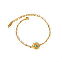 Wholesale Jewelry Elegant Vintage Style Lady Round 304 Stainless Steel Turquoise Inlay Bracelets main image 2