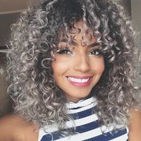 Women's African Style Casual Party High Temperature Wire Bangs Short Curly Hair Wigs sku image 1