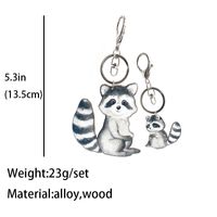 Cartoon Style Animal Wood Printing Bag Pendant Keychain main image 5