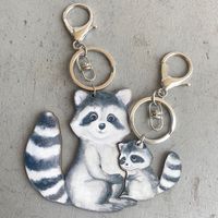 Cartoon Style Animal Wood Printing Bag Pendant Keychain sku image 2