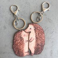Cartoon Style Animal Wood Printing Bag Pendant Keychain main image 3