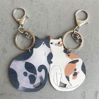 Cartoon Style Animal Wood Printing Bag Pendant Keychain main image 4