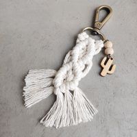 Streetwear Tassel Alloy Wood Cotton Unisex Bag Pendant Keychain sku image 3