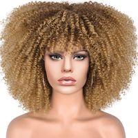 Women's African Style Casual High Temperature Wire Air Bangs Short Curly Hair Wigs sku image 11