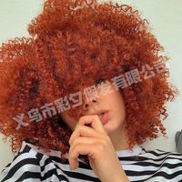 Women's African Style Casual High Temperature Wire Air Bangs Short Curly Hair Wigs sku image 19