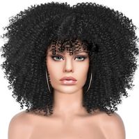 Women's African Style Casual High Temperature Wire Air Bangs Short Curly Hair Wigs sku image 13