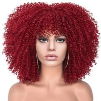 Women's African Style Casual High Temperature Wire Air Bangs Short Curly Hair Wigs sku image 1