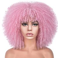 Women's African Style Casual High Temperature Wire Air Bangs Short Curly Hair Wigs sku image 9