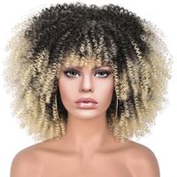 Women's African Style Casual High Temperature Wire Air Bangs Short Curly Hair Wigs sku image 3