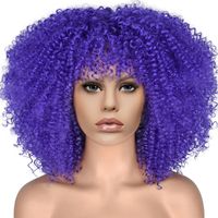 Women's African Style Casual High Temperature Wire Air Bangs Short Curly Hair Wigs sku image 18