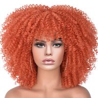 Women's African Style Casual High Temperature Wire Air Bangs Short Curly Hair Wigs sku image 14